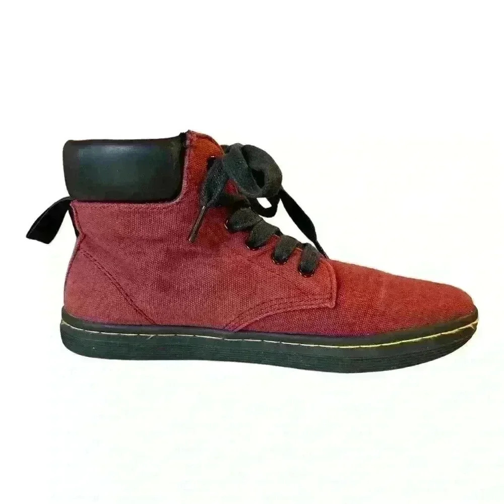 Dr Martens Maelly Burgundy Canvas Ankle Lace Up Sneaker Boots Women’s Size 7